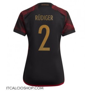 Germania Antonio Rudiger #2 Seconda Maglia Femmina Mondiali 2022 Manica Corta